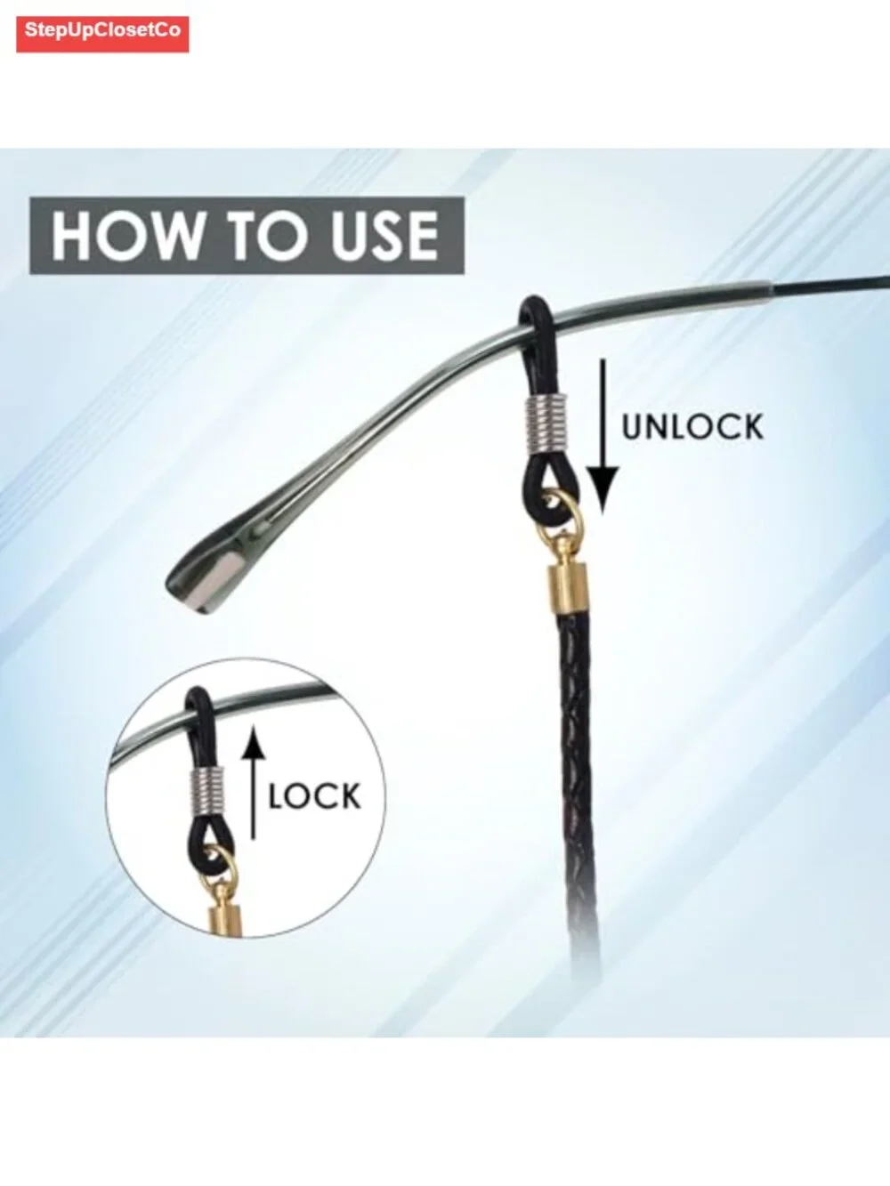 Genuine Leather Glasses Strap with Elastic Loops, Adjustable Eyeglass Chain for